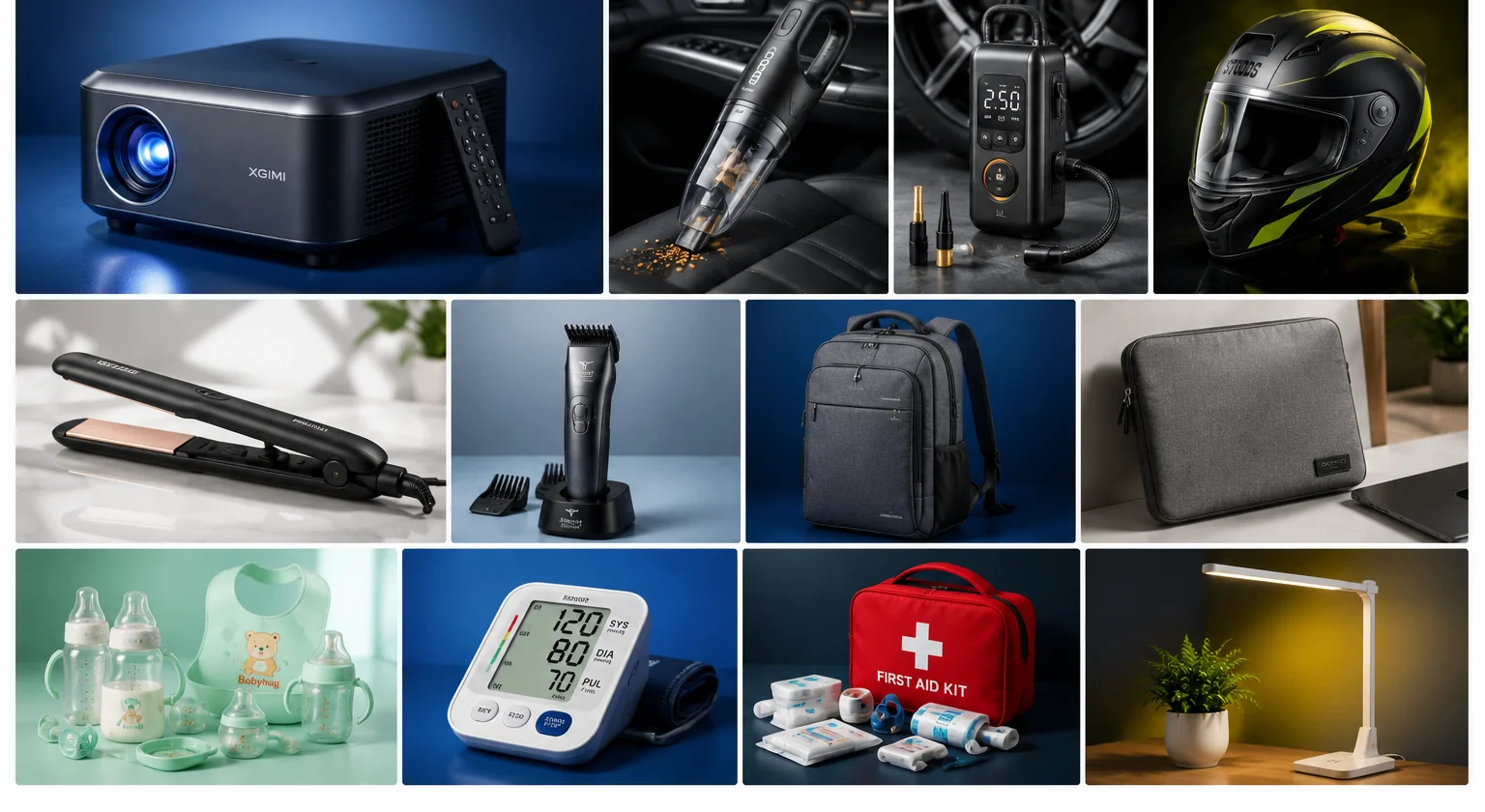 Grid of ListingShot portfolio work across electronics, gadgets, appliances, and accessories.